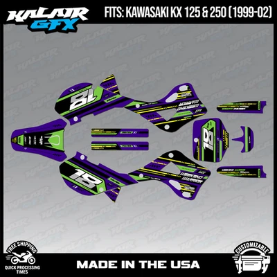 Kit de gráficos para Kawasaki KX125 KX250 (1999-2002) KX 125 250 Warrior - púrpura Foto 1 de 4