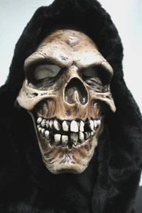 Plush Hooded Death- Zagone Studios "Grim Reaper" Movable Mouth Handmade Mask - Picture 1 of 10