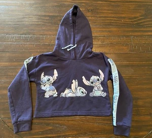 Disney Classics Navy Blue Lilo & Stitch Crop Hoodie Youth Size 7/8 Stitch Poses - Picture 1 of 12
