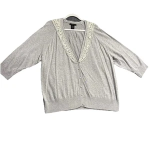 Preswick & Moore Damen Pullover 3X grau elfenbein Spitze 3/4 Arm Grannycore - Bild 1 von 10