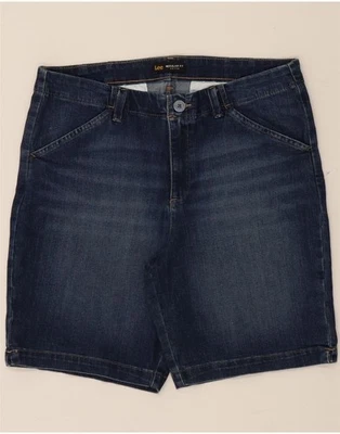 LEE Womens Mid Rise Regular Fit Denim Shorts US 12 Large W32 Navy Blue OA09 — 第 1/3 张图片