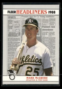 Fleer #2 Mark McGwire Headliners Oakland Athletics 1988 - Foto 1 di 2