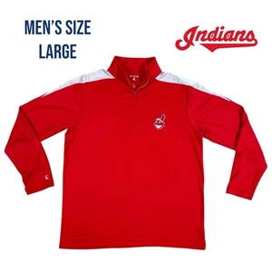 Cleveland Indians Antigua 1/4 Zip Pullover Men's Large Red Chief Wahoo Guardians - Picture 1 of 7