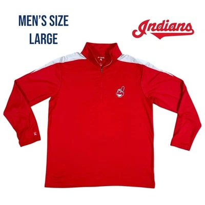 Cleveland Indians Antigua 1/4 Zip Pullover Men's Large Red Chief Wahoo Guardians - Image 1 of 4