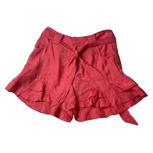 Pantalones Cortos CeCe Nordstrom Coral Volantes Dobladillo Cinturón Talla US 2 NUEVOS SIN ETIQUETAS - Imagen 1 de 3