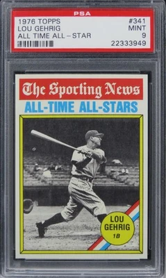 1976 Topps Lou Gehrig ALL TIME ALL-STAR HOF #341 PSA 9 MINT - Image 1 of 2