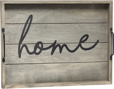 HG2000-RGH Decorative Wood Serving Tray W/Handles, 15.50" X 12", Home - Image 1 of 4