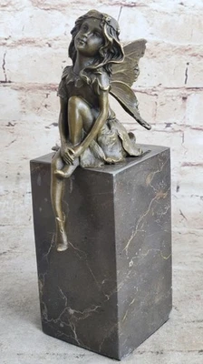 Vtg Miguel Lopez Bronze Procumbent Fairy Elfin Pixie Sculpture SIGNED Milo Art - Image 1 of 4