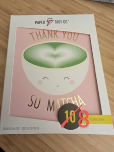 OPENED Paper Riot Co. "Thank You So Matcha Boxed Blank Card" Set 8ct Remaining - Picture 1 of 7