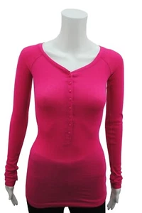 Camiseta para mujer P.C. con botones manga larga acanalada LYCRA cereza talla 6 - 18 - Imagen 1 de 5