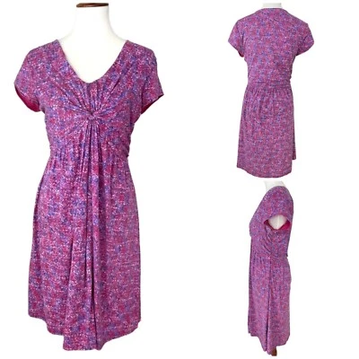 Garnet Hill Women's Purple Garden Party Dress Cap Sleeve V Neck Size 10 - Image 1 of 4
