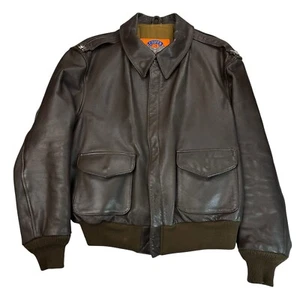 Abrigo Chaqueta de Vuelo Cooper Tipo A-2 USAF Cuero Marrón Bombardero Piloto Talla 46R - Imagen 1 de 22
