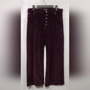 Time and Tru High Rise Wide Leg Corduroy Pants Womens 8 Burgundy Baggy Boho 90s - Picture 1 of 10