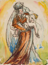 E. FÜRSTENAU (*1862), Madonna mit Kind, um 1920, Aq. Symbolismus Religiös