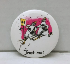 Vintage Double Black Diamond Pinback Ski Humor Funny Trust Me 1.75 Inches - Picture 1 of 4