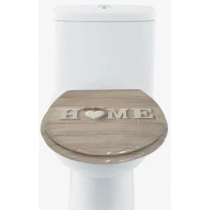 Wooden MDF Home Design Toilet Seat 3D Print Design Fitting Bathroom Metal Hinges - Picture 1 of 6