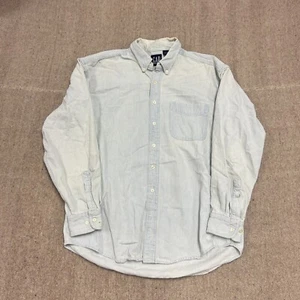 Vintage Gap Button Up Shirt Mens Large Blue 1990s Pin Stripe Long Sleeve - Picture 1 of 12
