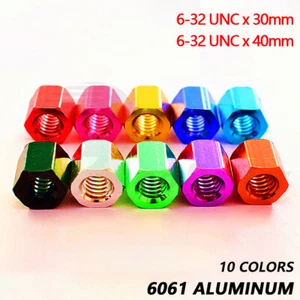 Aluminum #6-32 UNC Hexagon Long Nuts Hex Thread Spacers Stud Connector 30mm 40mm - Picture 1 of 12