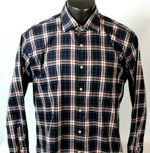 Peter Millar Men's Button Front Gray/Red Plaid LS Casual Dress Shirt sz XL EUC - Picture 1 of 8