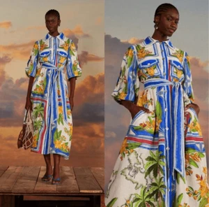 NWT FARM RIO, Tropical Destination MIdi Dress, Size XS, $260 Retail - Picture 1 of 7