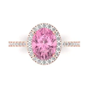 14K Rose Gold Vintage Engagement Ring for Women, 2.27 ctw Simulated Pink Diamond - Picture 1 of 11