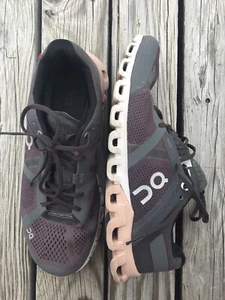 QC On Cloud Gray Purple Mesh Running Shoes Swiss Lace Up Sneakers Size 8 Women’s - Picture 1 of 16