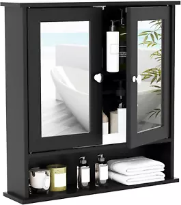 Wall Bathroom Cabinet with Mirror - Wood over the Toilet Storage Cabinet Space S - Picture 1 of 9