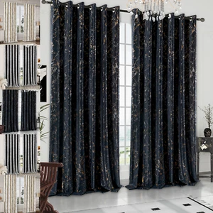 Thick Heavy Velvet Curtains Pair of Eyelet Ring Top Fully Lined Ready Made Panel - Picture 1 of 27