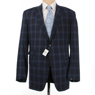 Caruso новый без ЯРЛЫКОВ 100% шерсти Loro Piana спортивное пальто размер 56L США 46 в темно-синий/синий клетку - Изображение 1 из 4