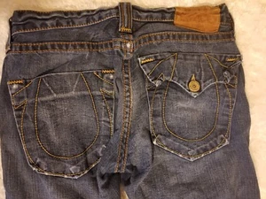 TRUE RELIGION One Pocket Flap blaue Jeans 34/32 Herren Bobby Big T Distressed - Bild 1 von 9