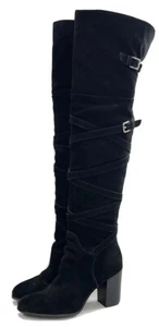 Sam Edelman Kayla Black Suede Leather Over-the-Knee Heeled Boots Size 10 - Picture 1 of 7