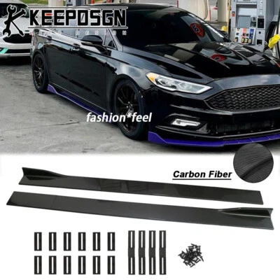 CARBON FIBER Side Skirts Lower Extension Splitter for Ford FUSION SE SEL Sedan - Image 1 of 4