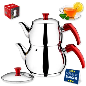 Hakan Edelstahl Double Bondy Türkische Selbstklebende Teekanne Set - Bild 1 von 19