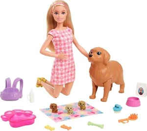 Barbie Newborn Pups Playset Adorable Pet Dog with Puppies and Accessories NEW - Picture 1 of 5