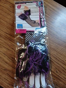 Monster High Ghoul Arm Warmers Halloween Costume Fishnet Purple Fur Child Size - Picture 1 of 2