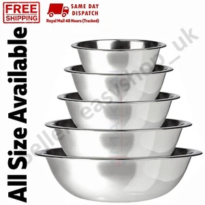 Small /M/L/ Extra Large Stainless Steel Catering Washing Mixing Bowls Flat Base - Picture 1 of 7