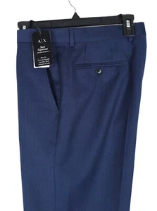 Armani Exchange Men's Slim-Fit Stretch Wool Suit Pants Blue Solid 36x30 NWT - Picture 1 of 6