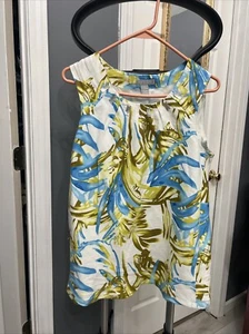 Sherry Taylor Sleeveless Top Women's Med White Turquoise  Shirt - Picture 1 of 6