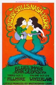 MINT Crosby Stills Nash & Young 1969 BG 194 SHOW BACK Fillmore Handbill POSTER - Picture 1 of 5