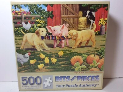 Puzzle Tug Of War cachorros y cerdos 18”x24” nuevas brocas y piezas 300 piezas pieza grande Foto 1 de 4