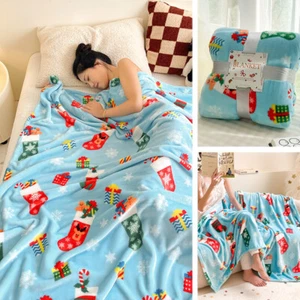 NEW Festive Throw Soft Large Fluffy Cosy Flannel Sherpa Sofa Bed Settee Blanket - Picture 1 of 11
