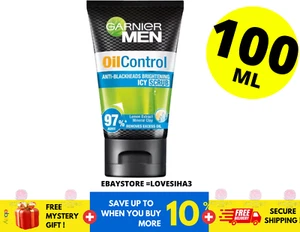GARNIER MEN Oil Control Anti-Blackhead Brightening Icy Scrub 100ML - Picture 1 of 9