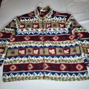 Vintage Alfred Dunner Fleece NATURE AOP Full Zip Size Womens 3XL 28x28.5 90's - Picture 1 of 15