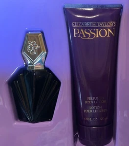 90s Elizabeth Taylor PASSION Eau de Toilette Spray & Perfumed Lotion in Gift Box - Picture 1 of 8