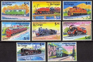 π CONGO/ZAIRE 2001 LOCOMOTIVES / TRAINS set #1 MNH RAILROADS, TRANSPORT - Picture 1 of 1