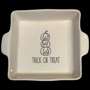 Rae Dunn Trick Or Treat Casserole Dish 8x8 Square Pumpkins Artisan Collection - Picture 1 of 11