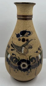 Netzi Mexico Sandstone Folk Art Vase bird & flowers 9” - Picture 1 of 13