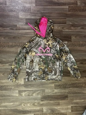 Sudadera con capucha holgada interior camuflada y rosa Real Tree polar talla L Foto 1 de 3