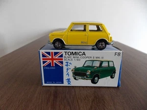 Tomica Blue Box F8 BLMC Mini Cooper S Mark III Yellow Model 1/50 Made in Japan - Picture 1 of 9