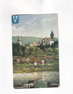 F3293) ZWINGENBERG Castle - 1908 with boats in front - Picture 1 of 2